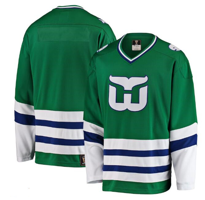 Youth Carolina Hurricanes Custom Green Hartford Whalers Stitched Jersey